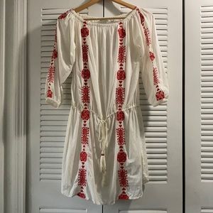 PAMPELONE size M,tunic dress 100%Cotton, India,Bohemian,Hippie, red embroidered,